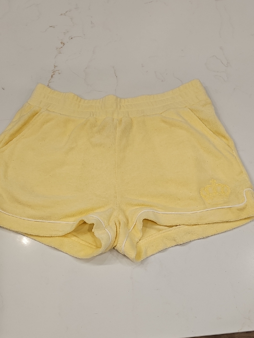 Juicy Couture Pale Yellow Terry Shorts with Pink Label
